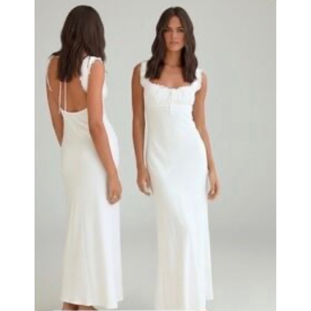 Princess‎ Polly Midi Dress Women 10 White Lace Trim Cottagecore Summer Romantic